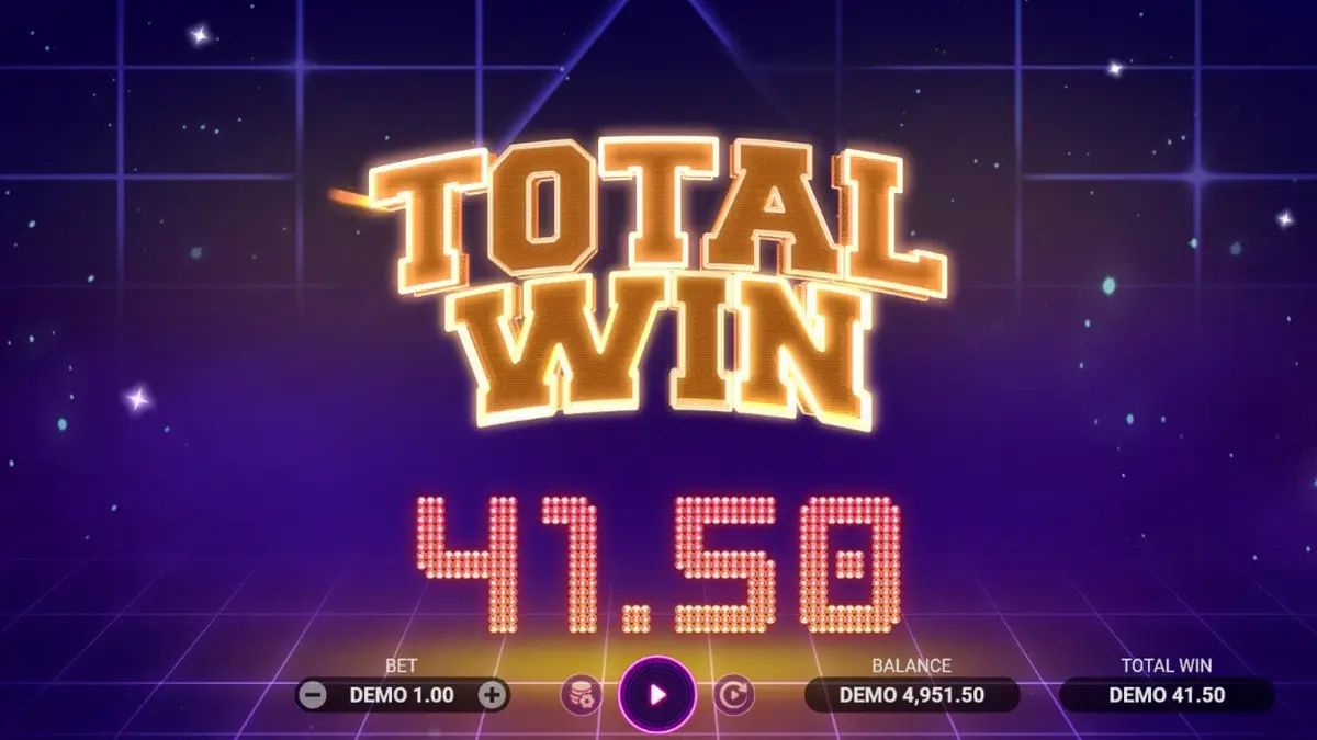 Tampilan visual futuristik dari slot Luck Reactor dengan elemen neon dan simbol klasik.